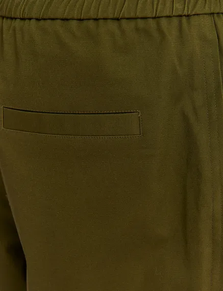 Dark khaki tapered-leg pants