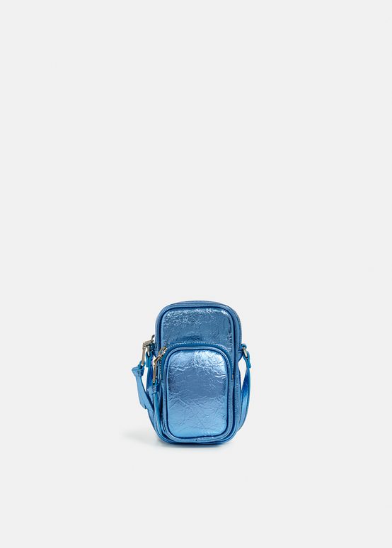 Blue metallic mini shoulder bag