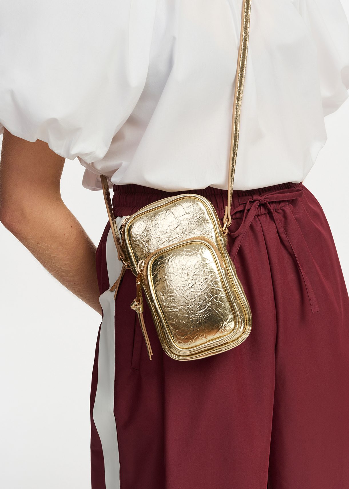 Gold metallic mini shoulder bag