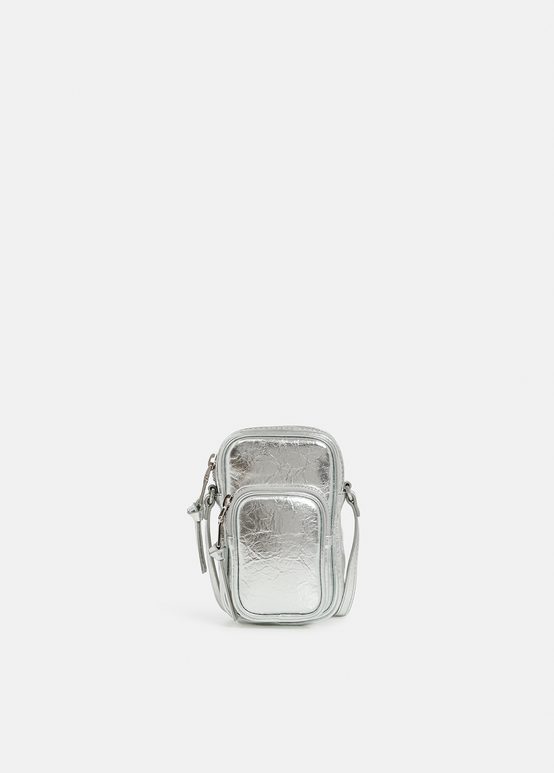 Silver metallic mini shoulder bag