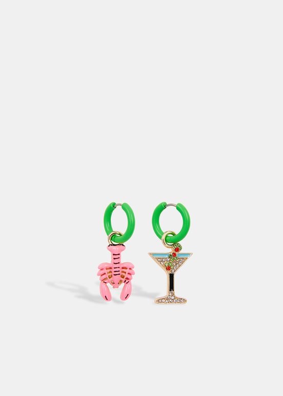 Green hoop earrings with lobster and cocktail earrings