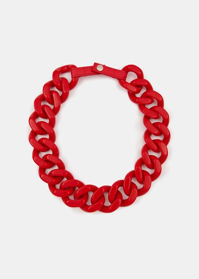 Collier à maillons en résine rouge