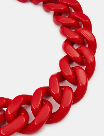 Collier à maillons en résine rouge