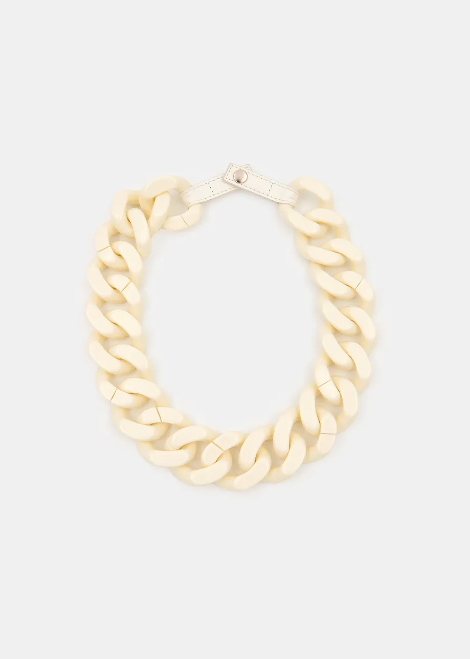 Ecru resin chain necklace