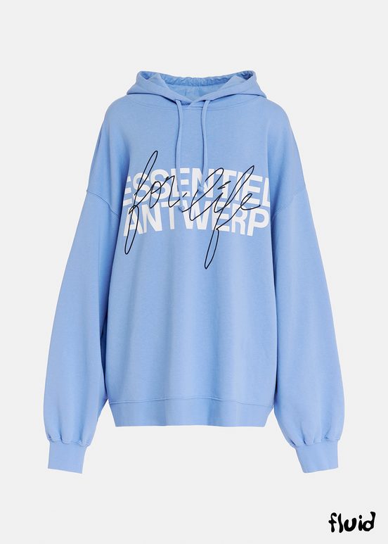 Blue organic cotton-jersey hoodie with logo print