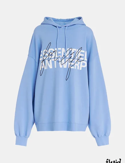 Blauwe hoody van biokatoen met logo