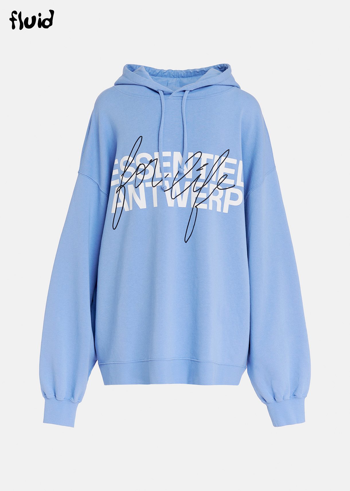 Blue organic cotton-jersey hoodie with logo print