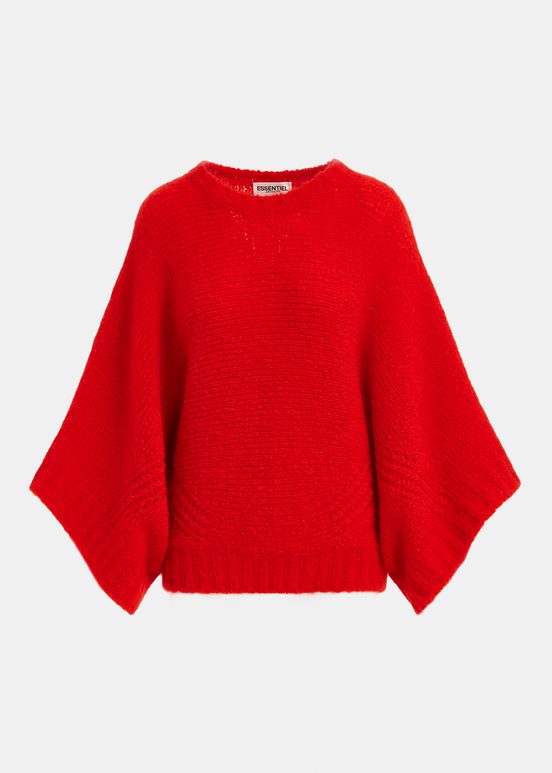 Red knit sweater with cape effect