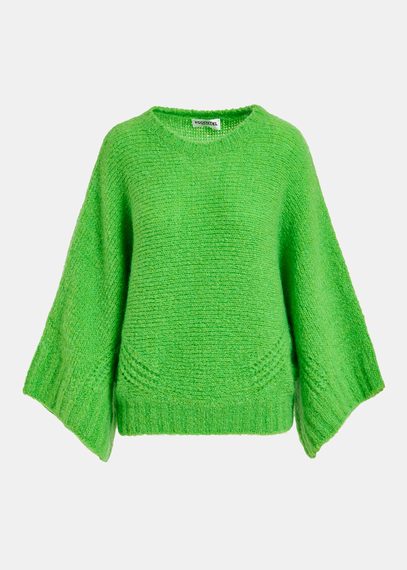 Pull en tricot vert à effet cape