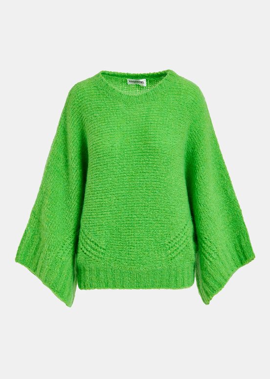 Pull en tricot vert à effet cape