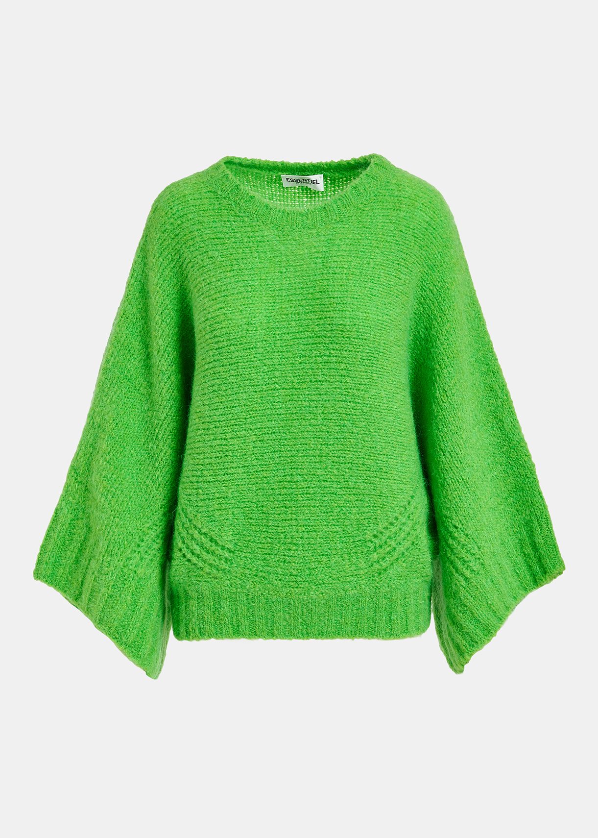 Green knit sweater with cape effect