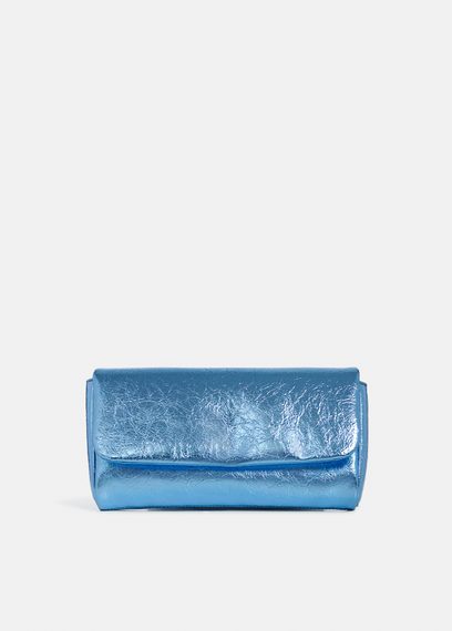 Blue metallic pouch