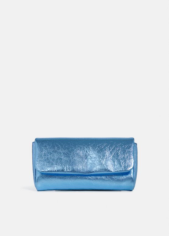 Blue metallic pouch