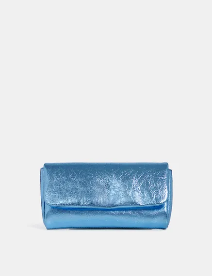 Blaue Metallic-Pouch