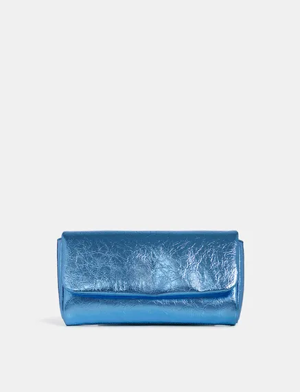 Blue metallic pouch