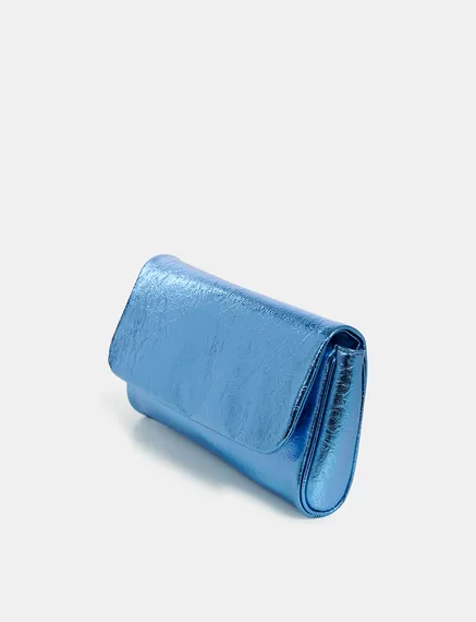 Blue metallic pouch