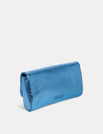 Blue metallic pouch