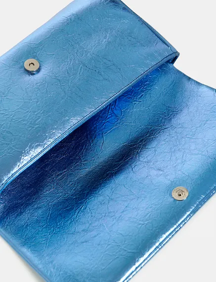 Pochette bleu métallisé