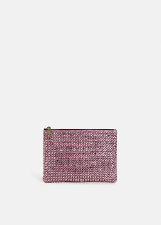 Lilac rhinestone-embellished pouch