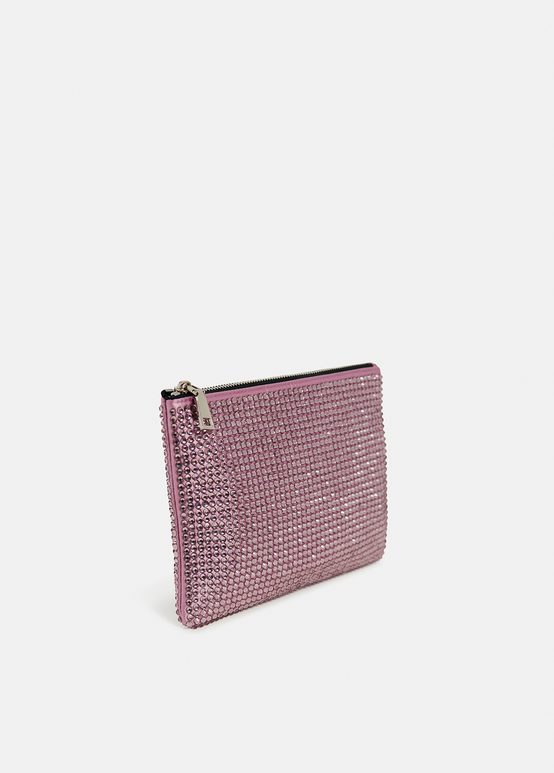 Lilac rhinestone-embellished pouch