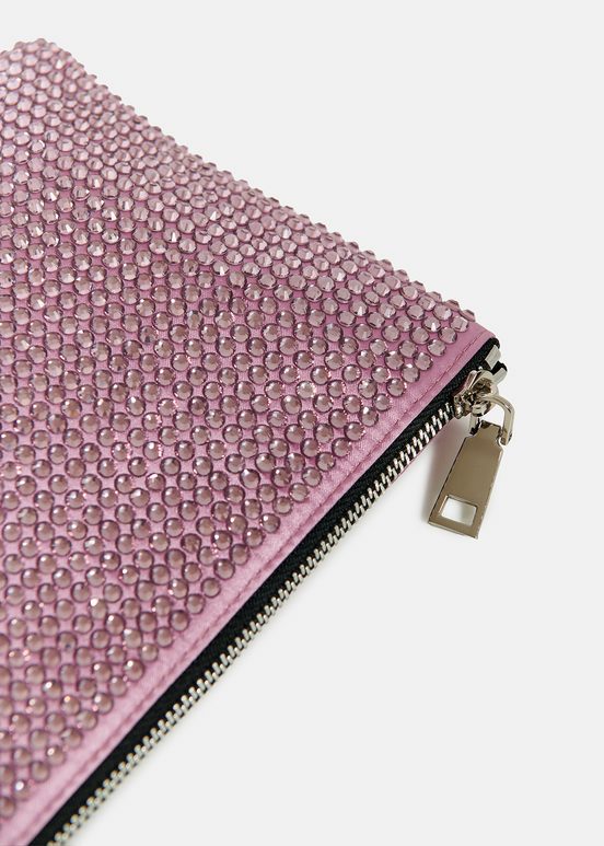 Lilac rhinestone-embellished pouch