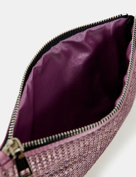 Lilac rhinestone-embellished pouch