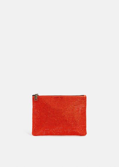 Red rhinestone-embellished pouch