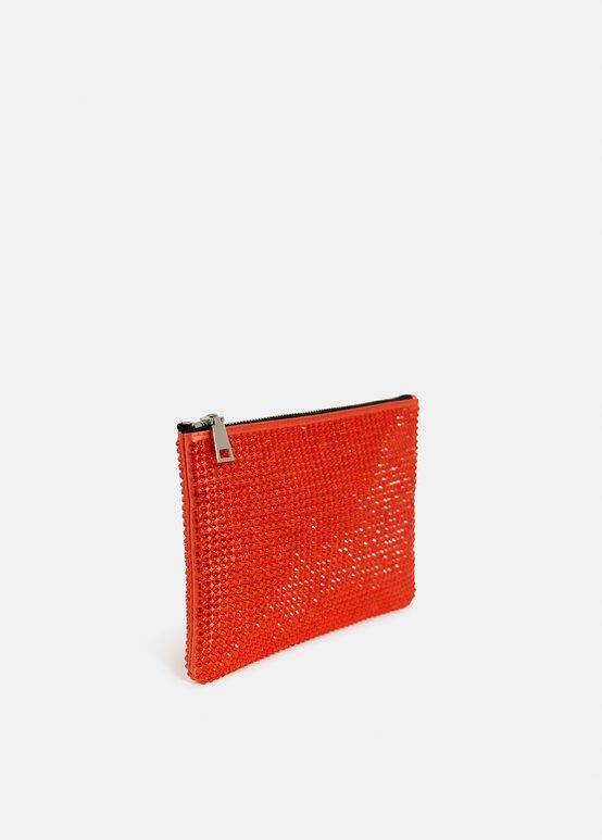 Red rhinestone-embellished pouch