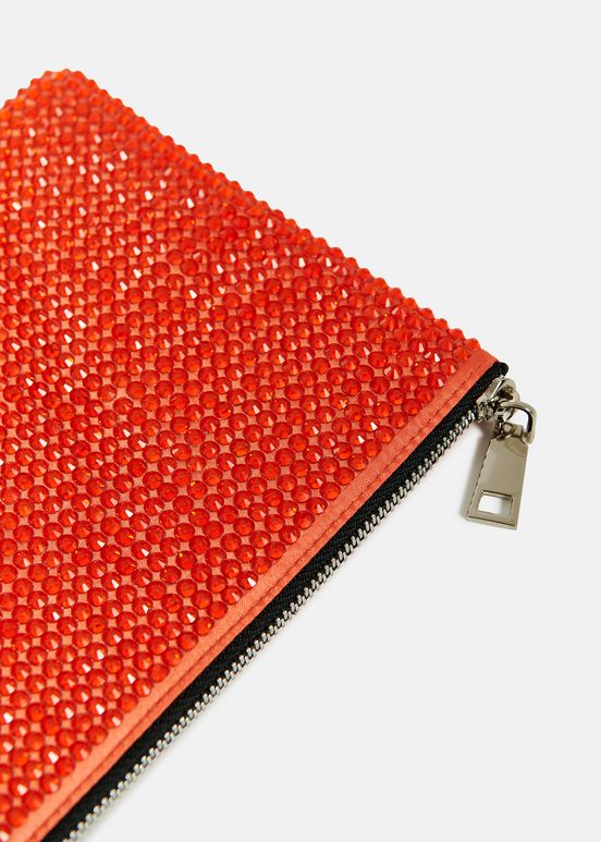 Red rhinestone-embellished pouch