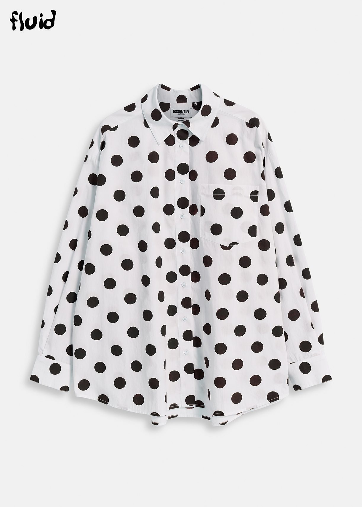 Chemise en coton blanche et noire à pois