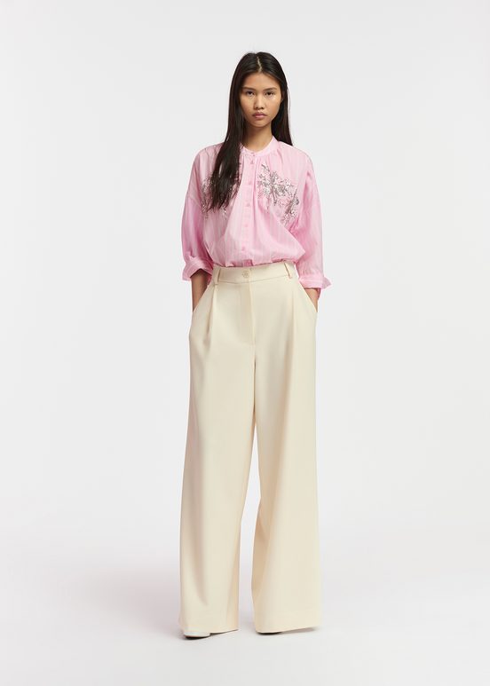 Ecru wide-leg pants