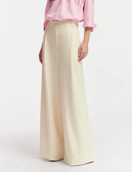 Ecru wide-leg pants