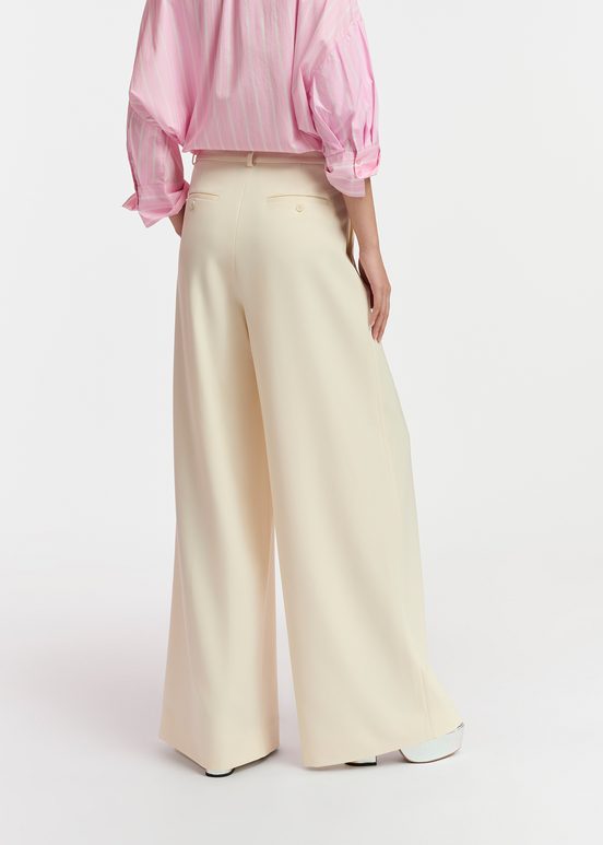 Ecru wide-leg pants