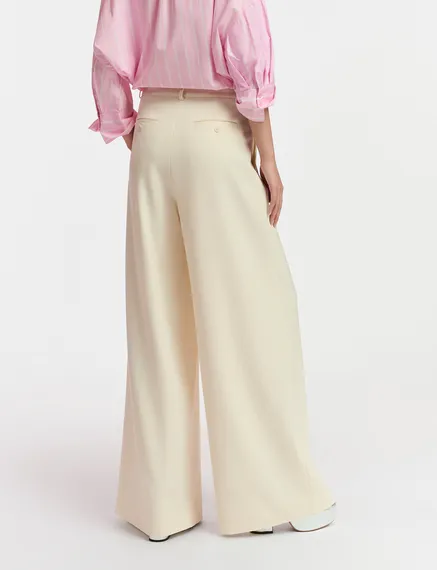 Ecru wide-leg pants