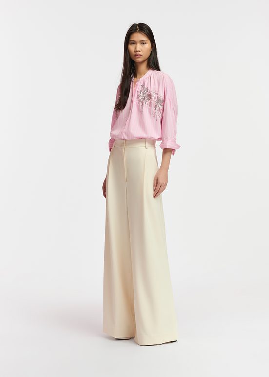 Ecru wide-leg pants