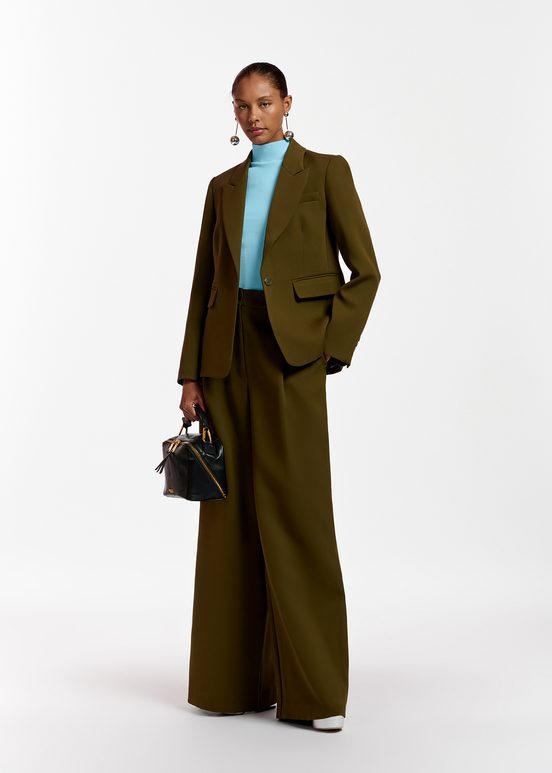 Dark khaki wide-leg pants