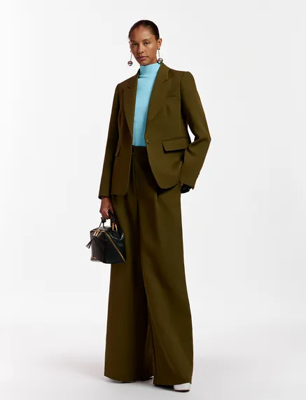 Dark khaki wide-leg pants