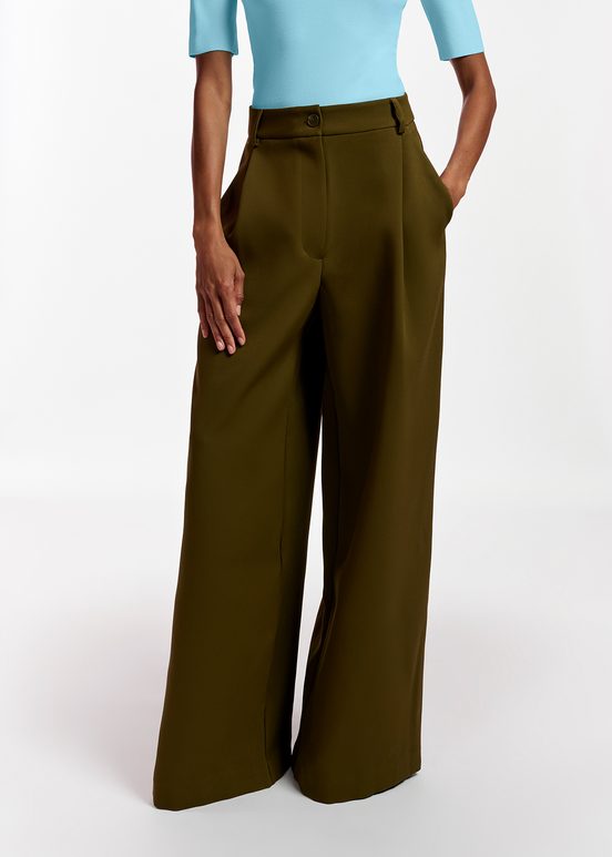 Dark khaki wide-leg pants