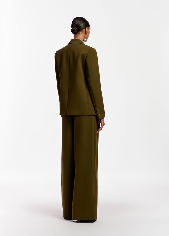 Dark khaki wide-leg pants