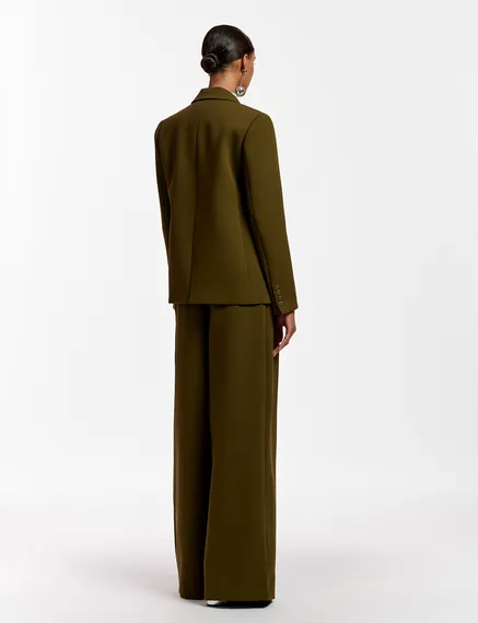 Dark khaki wide-leg pants