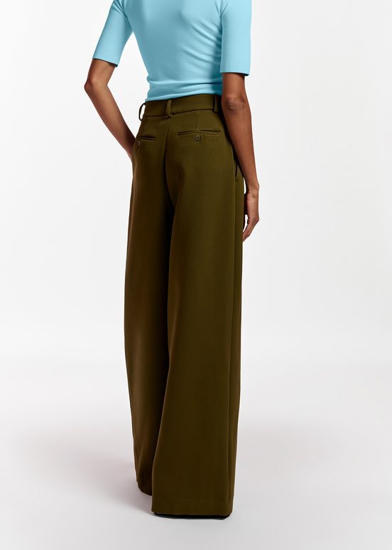 Dark khaki wide-leg pants