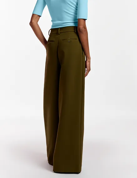 Dark khaki wide-leg pants