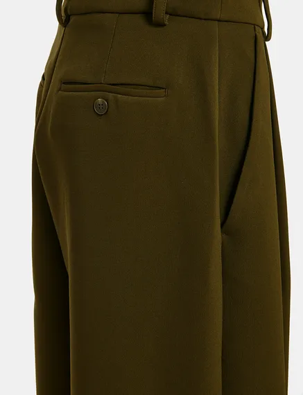 Dark khaki wide-leg pants