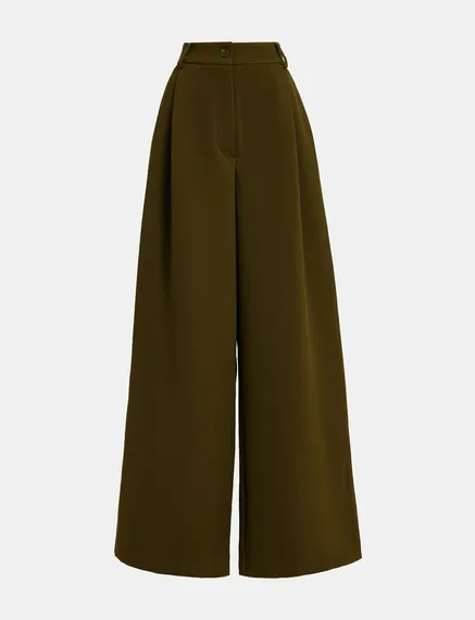 Dark khaki wide-leg pants