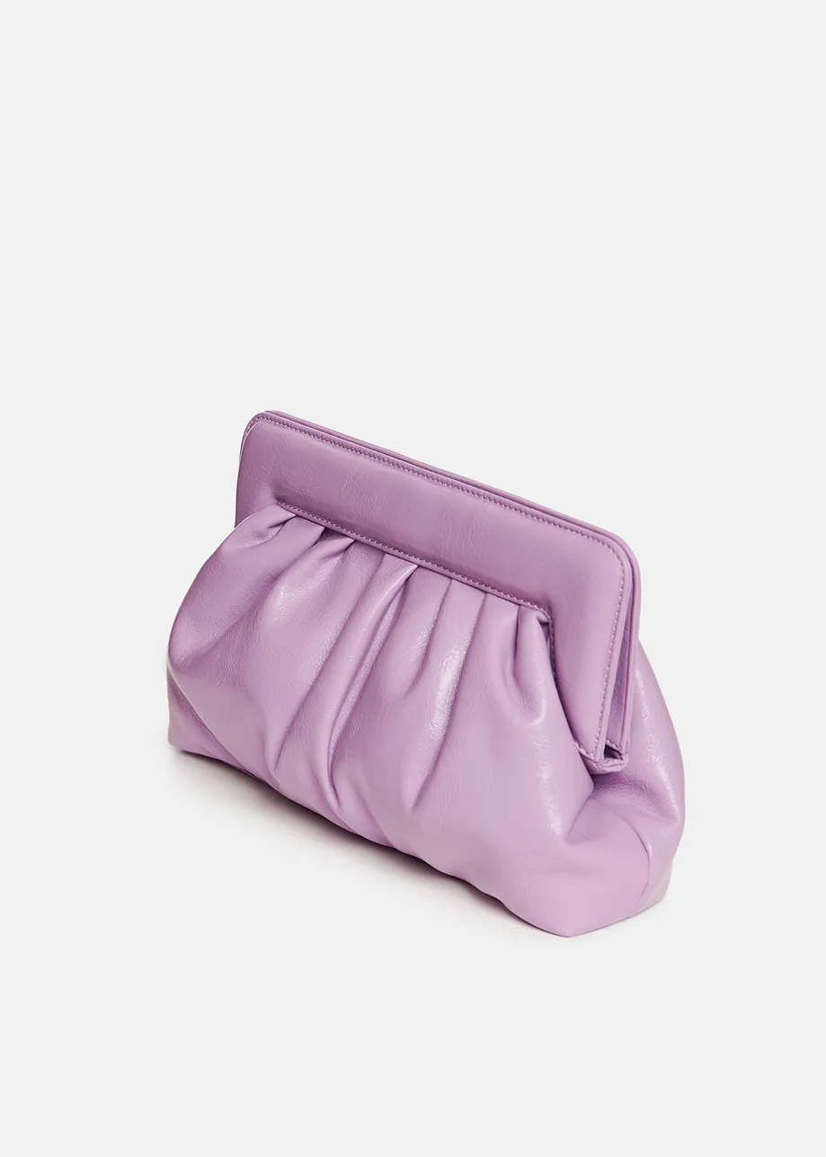 Lilac faux leather pouch