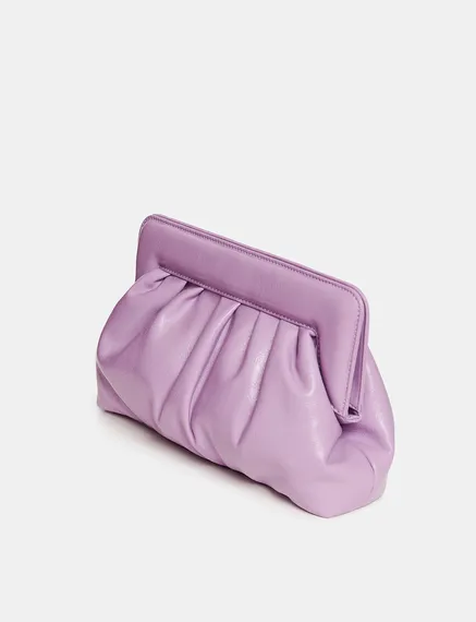 Lilac faux leather pouch