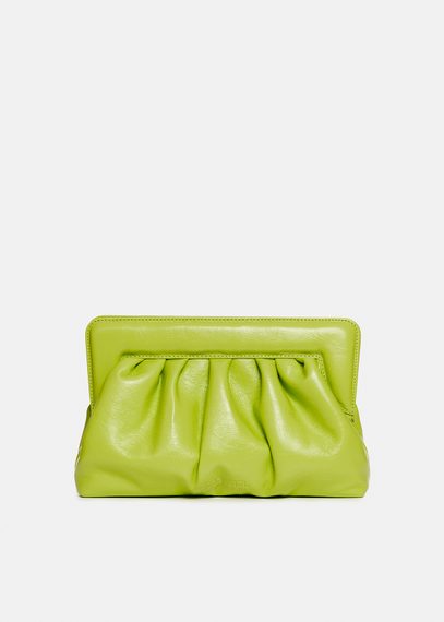 Green faux leather pouch