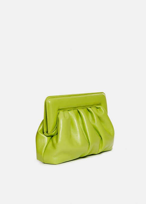 Green faux leather pouch