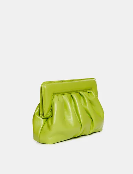 Green faux leather pouch