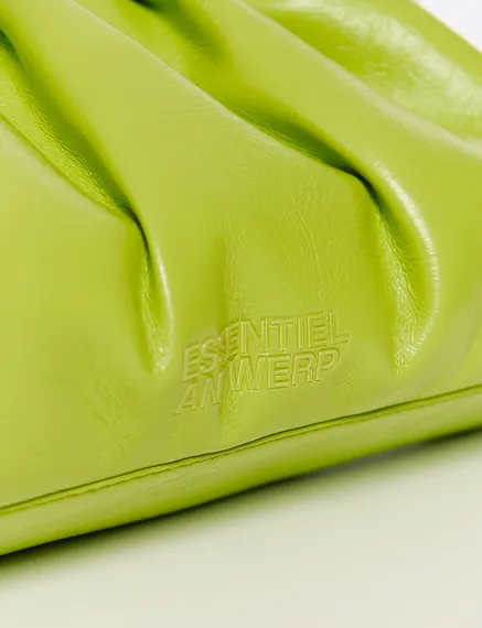 Green faux leather pouch